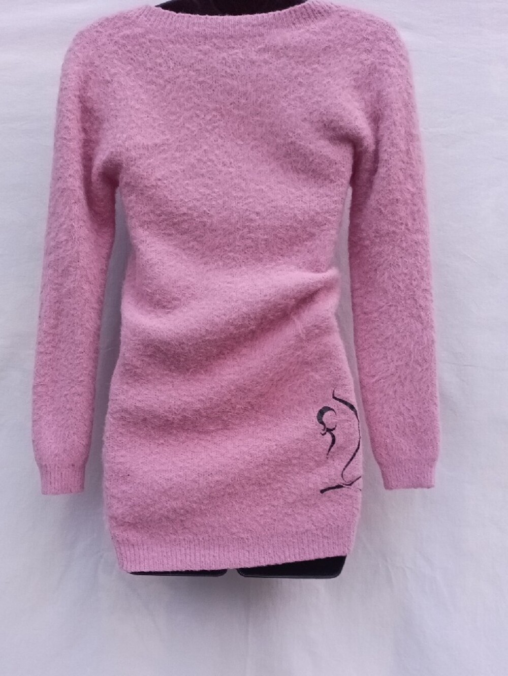Naked Wardrobe Pink Fuzzy V-Neck Long Sleeve Dress - Picture 5 of 8